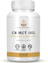 VTC VitaTradingCo. C8 MCT Oil Capsules ← Naturalmente Derived Caprylic C8 Suplemento Silencio Coconut Oil Pills ← Sostened Energy ← Keto Friendly, Non GMO  100 Softgels