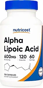 Nutricost Alpha Lipoic Acid 600mg Por Serving 120 Capsules, 60 Servings - Plant Based Caps, Non-GMO