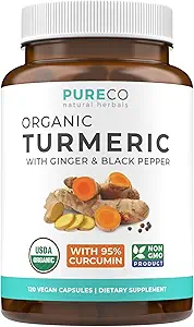 Orgánica Turmeric Ginger Black Pepper Suplemento - High Potency Organic Turmeric Curcumin Capsules with Ginger " Black Pepper for Enhanced Benefits and Absorption - Vegan " Non-GMO (2 Month Supply)