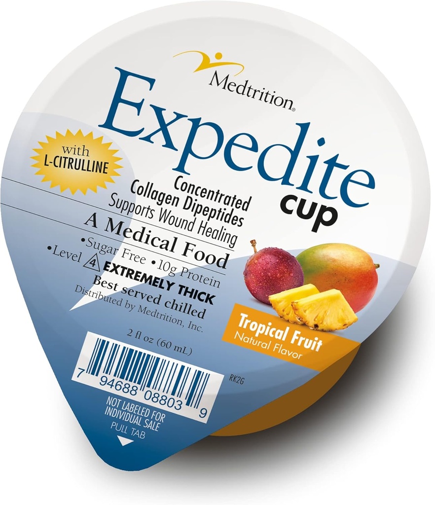 Medtrition Expedite Gelatin Cup, Fast Track Wound Healing, 30X Más Collagen Dipeptides Than Powder, Supports Wounds, Foot Ulcers, Cosmetic Surgery, and More (2 Fl Oz, Pack of 12)