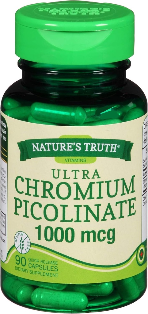 Verdad de la naturaleza Ultra Chromium Picolinate 1000 mcg Quick Release Capsules - 90 ct, Pack de 2