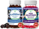 Lunakai Adult Elderberry and Kids Melatonin Gummies Bundle - Immune Support with Zinc and Vitamin C for Adults & Children - Non-GMO, Vegan, Gluten Free Natural Sleep Gummy