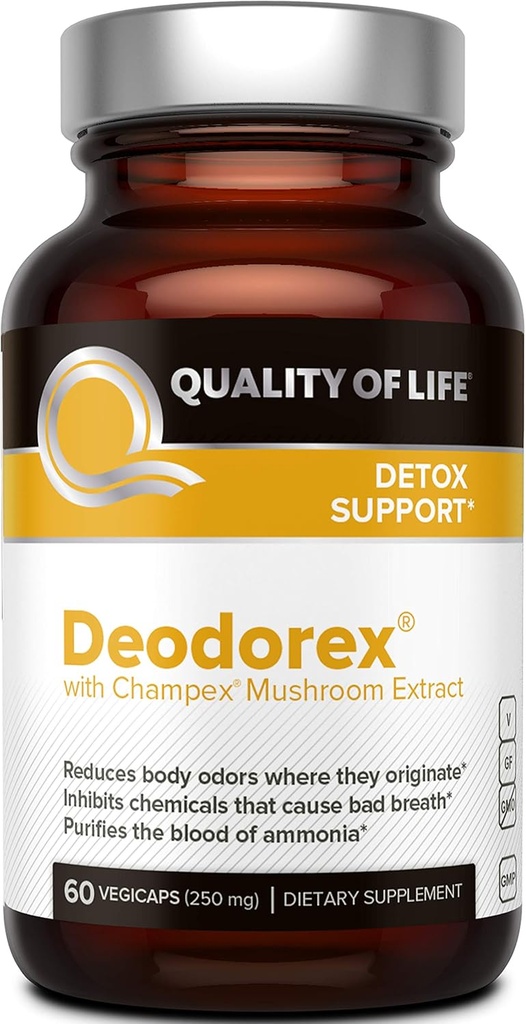Calidad de vida - Soporte de desintoxicación - Lucha contra el mal aliento y el olor corporal - Deodorex - 60 Vegicaps