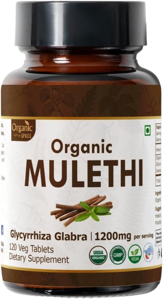 Mulethi 120 Tabletas – USDA Organic Licorice Root – Apoya Digestive Health & Immunity*