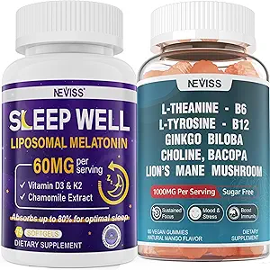 NEVISS L-Tyrosine Gummies & Melatonin 60mg para adultos Bundle