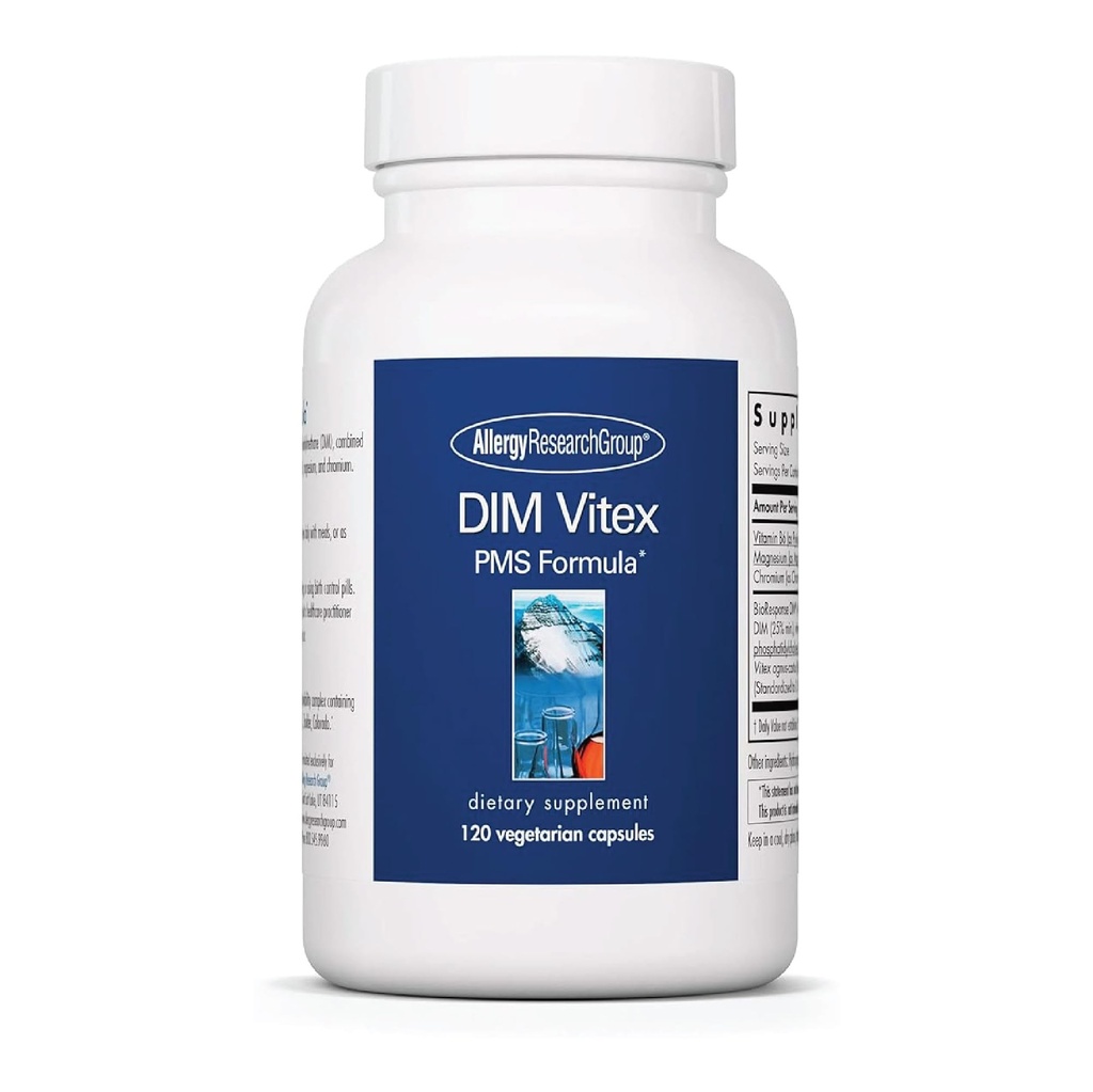 Allergy Research Group DIM Vitex Supplement - Supports Healthy Hormone Balance & Menstrual Cycle, PMS Formula, Vitamin B6, Hypoallergenic, Vegetarian Capsules, Soy-Free - 120 Conde