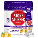 Moonstone Stone Stopper Drink Mix, Tropical, Kidney Stone Prevention, Calcium Oxalate Protector, Desarrollado por los urólogos para mejorar la higiene y apoyar la salud del riñón, 15 Day Supply