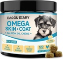 EagouDiary Salmon Oil Chews for Dogs,Omega 3 Skin & Coat Supplement for Dogs with EPA & DHA Fatty Acids,Angelica, Methionine,Vitamins,Minerals for Itchy Skin & Allergy Relief (120Ct)