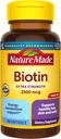 Nature Made Extra Strength Biotin 2500 mcg, Suplemento dietético para el cabello saludable, Skin & Nail Support, 150 Softgels, 150 Day Supply