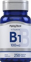 Piping Rock Vitamin B1 100mg | 250 Tablets | Thiamine Supplement | Vegetarian, Non-GMO, Gluten Free