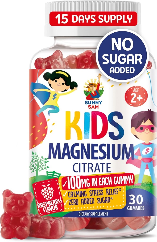 Magnesium Gummies for Kids &amp; Adults - 100mg - Calm Magnesium Chews - Magnesium Citrate Chewable Suplemento para Mood &amp; Muscle Support - 30 Gummies