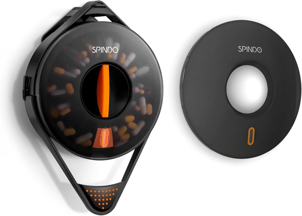 Fullicon Light Proof Combo, organizador semanal del dispensador de píldoras con tapa sólida privada, 14 grandes compartimientos y cerradura del niño-proof, dispensador de medicina Spindo Vitamin/Tablet/Supplement for Elderly (Black)