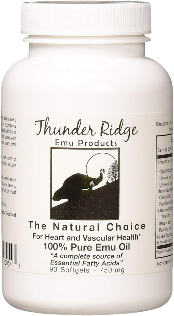 Thunder Ridge Emu Productos 100% Puro Oil Softgels, 90 Cuenta