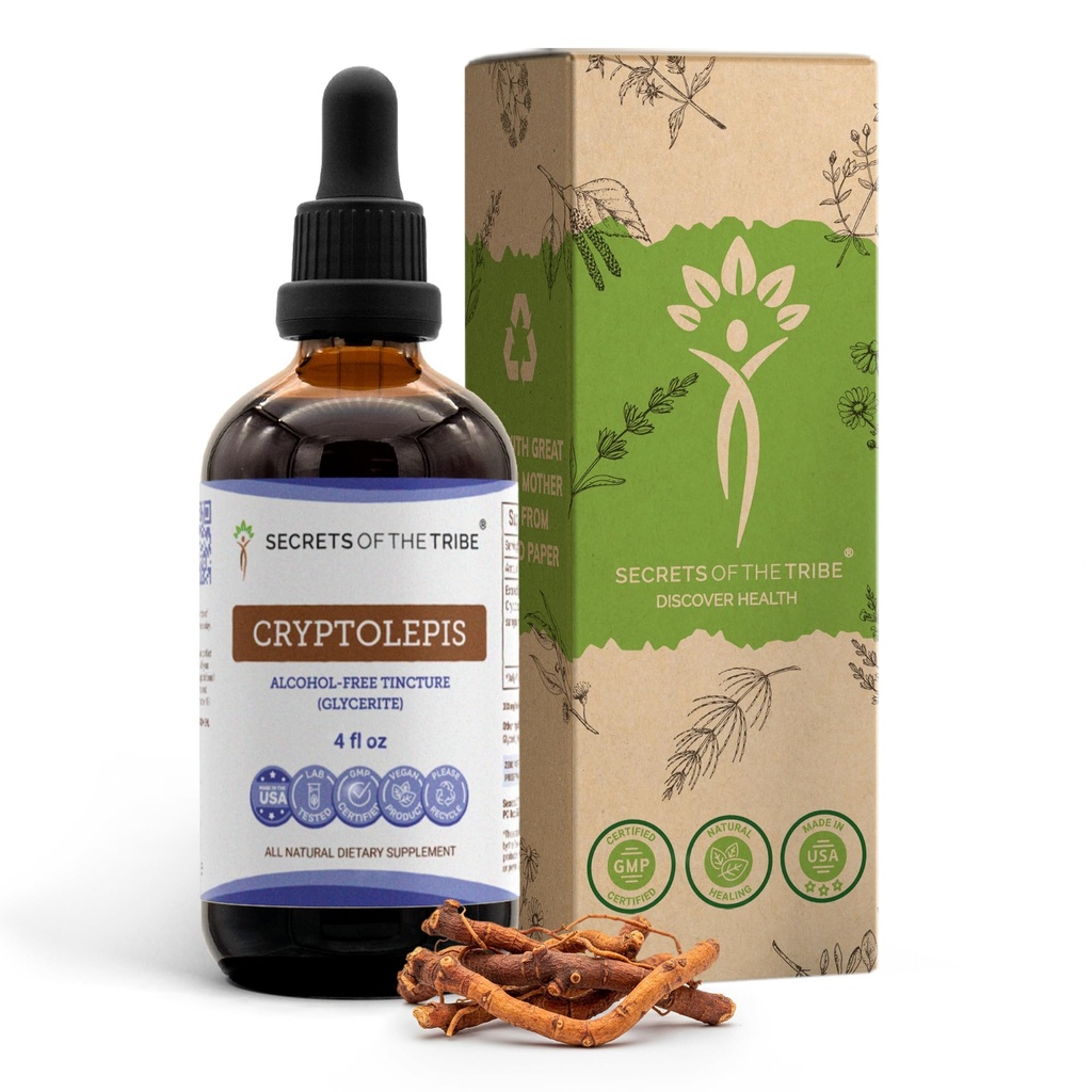 Secrets of the Tribe Cryptolepis Tincture Extract sin alcohol, High-Potency Herbal Drops, Tincture Made from Wildcrafted Cryptolepis Sanguinolenta 4 oz