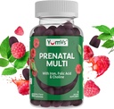 YumVs Prenatal Gummies for Women - Prenatal Vitamins for Women with Folic Acid, Iron & Choline - Vegetarian & Kosher Pregnancy Vitaminas - Womens Prenatal Multivitamin with A C D3 E B6 B12 (60 Count)