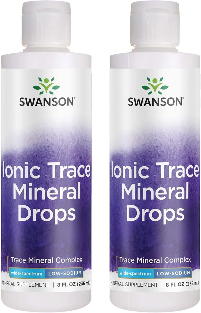 Swanson Concentrace Trace Mineral Drops 8oz-Complete Mineral Complex for Energy, Hydration, & Electrolyte Balance Over 72 High Absorption Ionic Minerals Such As Magnesium, Potassium, Calcium (2 Pack)