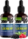 Orgánica Elderberry Syrup, 60 Day Supply, Black Liquid Drops for Immune Support, Sambucus Elderberry Syrup - Liquid Extract Drops for Kids &amp; Adults - Extra Strength (2 Pack)