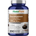 NusaPure Glucomannan 20.000 mg por Serving 200 VCaps (20:1 Extracto, BioPerine Non-GMO, Vegan) Konjac Root