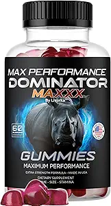 Dominator Maxxx Gummies para Hombre - Dominator Maxx Alimentario Natural de Nutrición Premium Fórmula avanzada Píldoras multivitamina para salud general y bienestar, 60 Gummies para 1 Mes