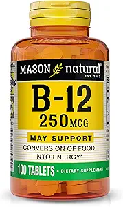 MASON NATURAL Vitamina B12 500 mcg con Calcio, Soporta Energía &amp; Nerve Salud, 100 Tabletas, Pack de 3