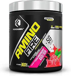 Forzagen Amino Fire ← Esencial Amino Energy Powder para Pre-Workout ← BCAA Energy Boost &amp; Muscle Recovery Drink Mix, Enhance Focus " Concentration, Dietary Supplement TEN Raspberry Ice Tea, 40 Servings