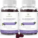 Sambucus Elderberry Gummies, Black Elderberry Gummy con zinc y vitamina C para adultos, Azúcar gratis Gummies multivitamina Soporte* Suplemento (2 Pack)