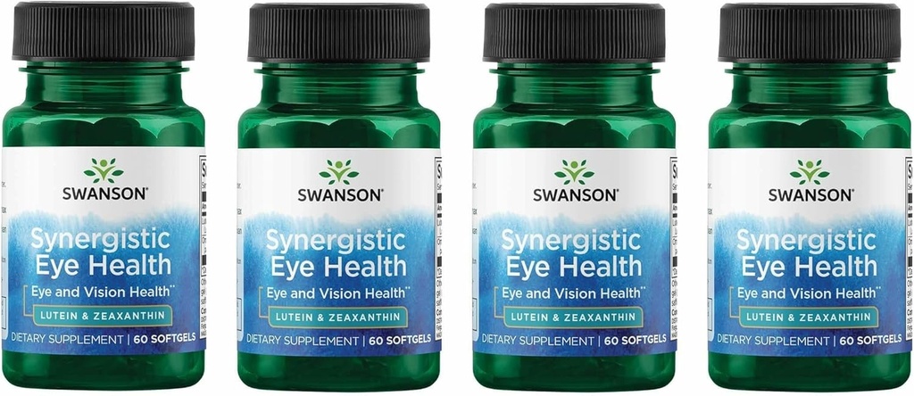 Swanson Lutein " Zeaxanthin Sinergistic Eye Health Vision Retina Macula Supplement (Lutein 20 mg " OmniXan Zeaxanthin 2 mg) 60 Softgels Sgels (4 Pack)