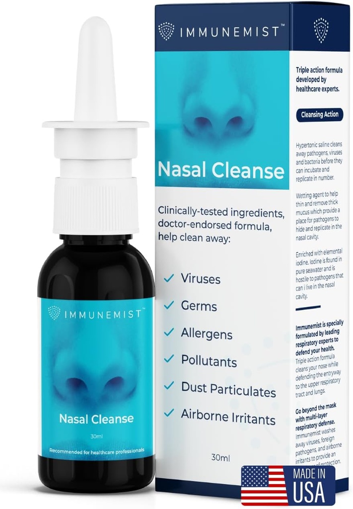 Nasal Cleanse - Doctor Recomendado Anti Viral Nasal Iodine Spray Rinse Bottle Up to 250 Doses - Nasal Spray for Wellness - Made in The USA