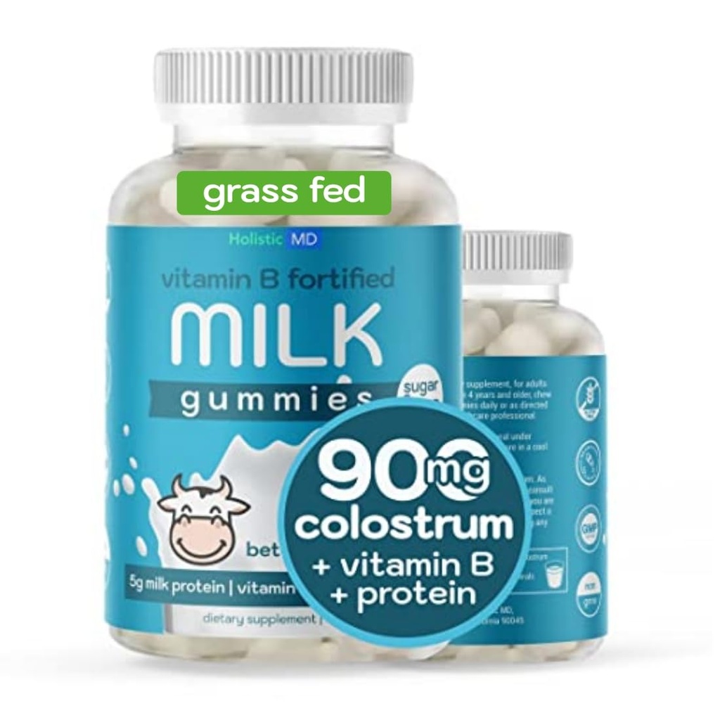 Colostrum Gummies for Kids Adults Elderly | Colostrum Milk Protein Gummies with Vitamin B Complex | Sugar Free 60 ct