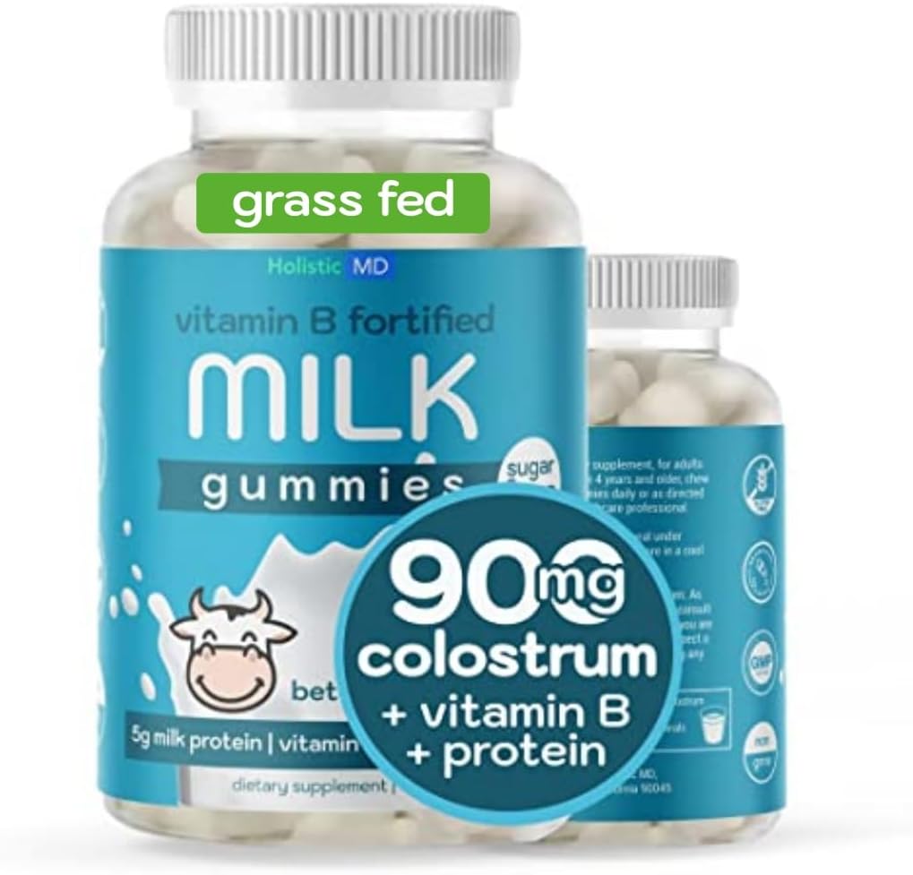 Colostrum Gummies for Kids Adults Elderly ← Colostrum Milk Protein Gummies with Vitamin B Complex ← Sugar Free 60 ct
