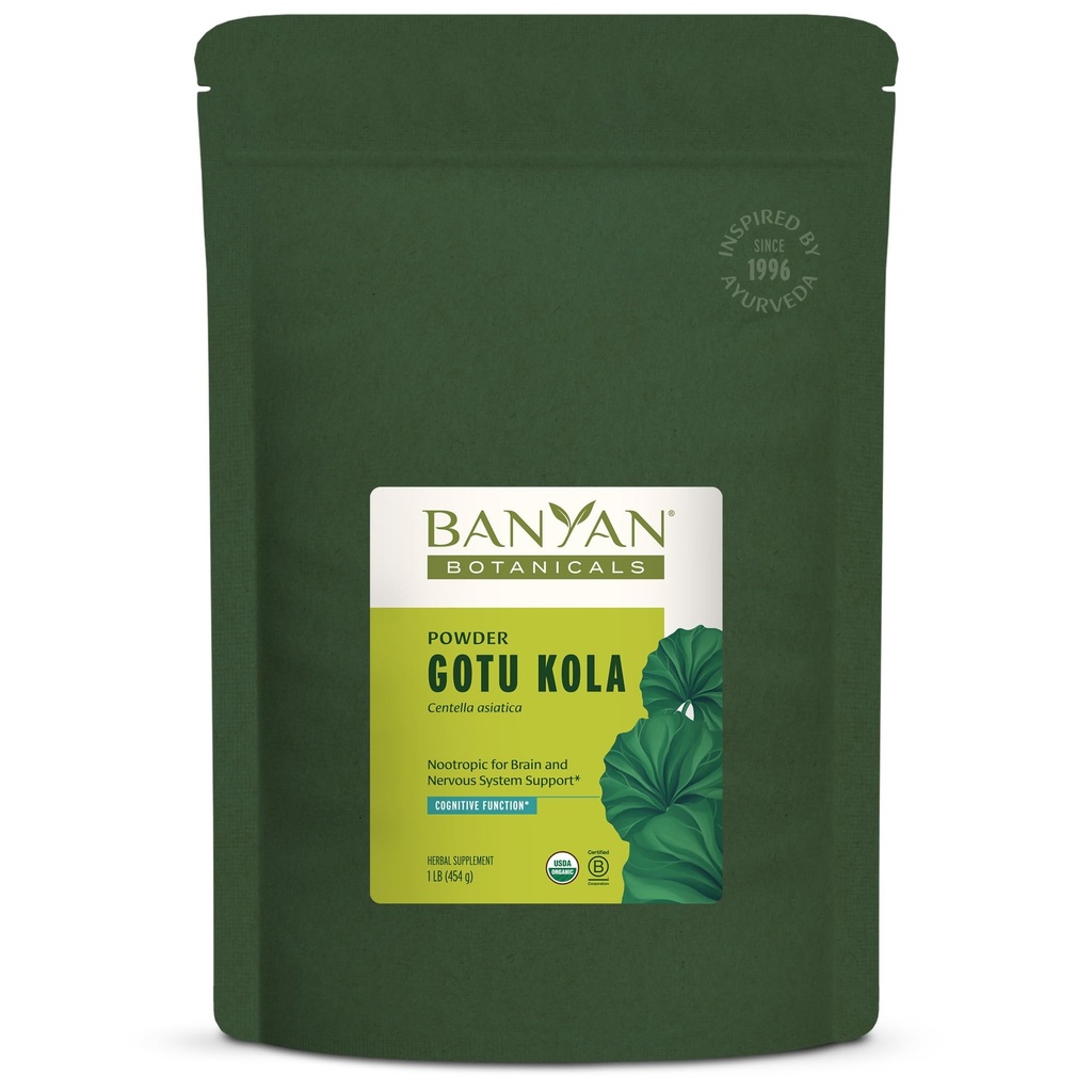 Banyan Botanicals Gotu Kola Powder – Organic Brahmi (Centella Asiatica) – Calming Nootropic Herb for Nervous System Support & Healthy Skin* – 1 lb. – Non-GMO Sustainably Sourced Vegan