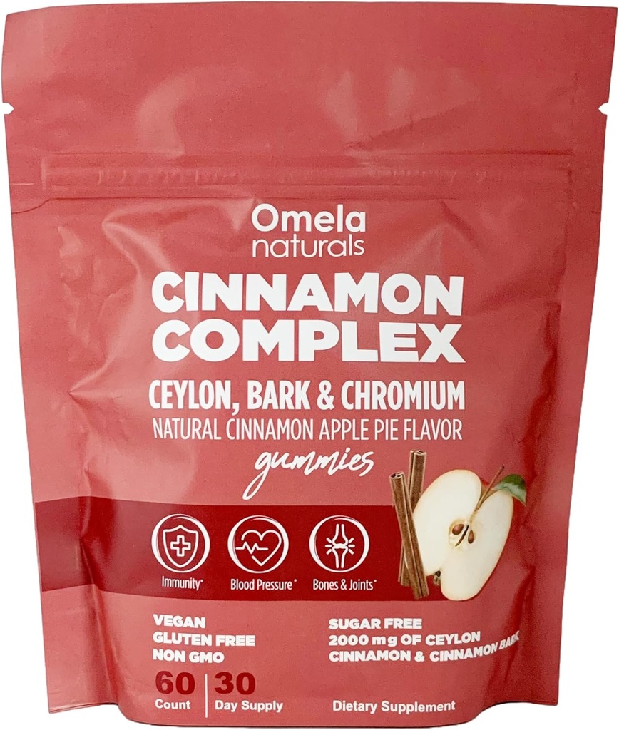 Complejo de canela sin azúcar Gummies Apple Cinnamon Flavor  Immune Support &quot Antioxidant Supplements  2000mg Complejo de canela con cromo ANTE Vegan, Non-GMO, Gluten-Free durable 60ct