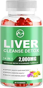 Hígador desintoxicación " Reparación Gummies, Azúcar Free Liver Health Support Supplement with 2000mg Milk Thistle, Glutathion, Dandelion, Alpha Lipoic Acid, Artichoke and other Herbs, 1 Pack, Raspberry Flavor