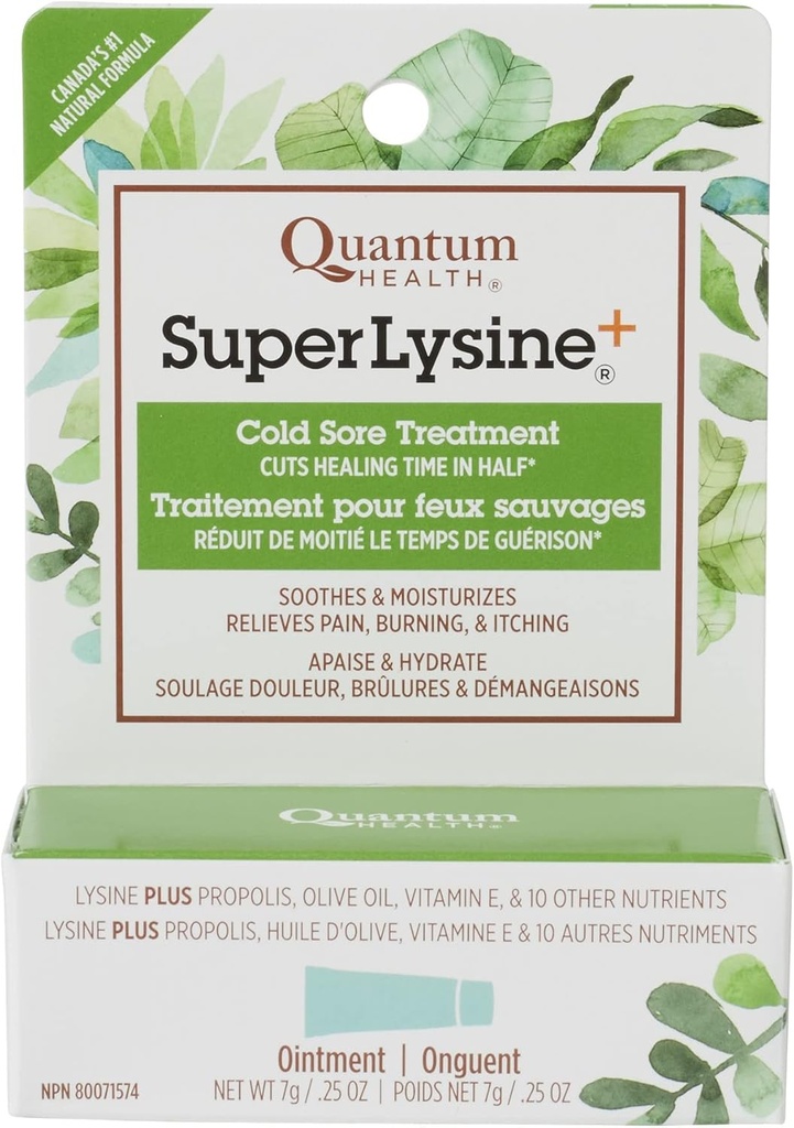 Quantum SuperLysine+ Tratamiento de la mandíbula fría Ungüento de tratamiento permanente Alimenta el dolor, la quema y el dolor de vidaCuts Tiempo de curación en la mitad de vida0.25 Unce