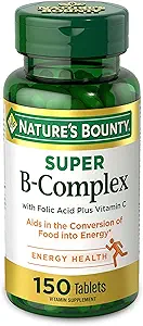 Bounty de la naturaleza, Complejo Super B con Vitamina C &amp; Ácido Fólico - Immune curvaEnergy Support - 150 Tablets,.