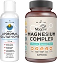 AMANDEAN Premium Liposomal Glutathione &amp; Magnesium Complex Bundle. Antioxidante. Setria líquido. Threonate de Magnesio de alta absorción, Glycinate & Malate. Brain &amp; Liver Health. Memoria, Focus " Sleep