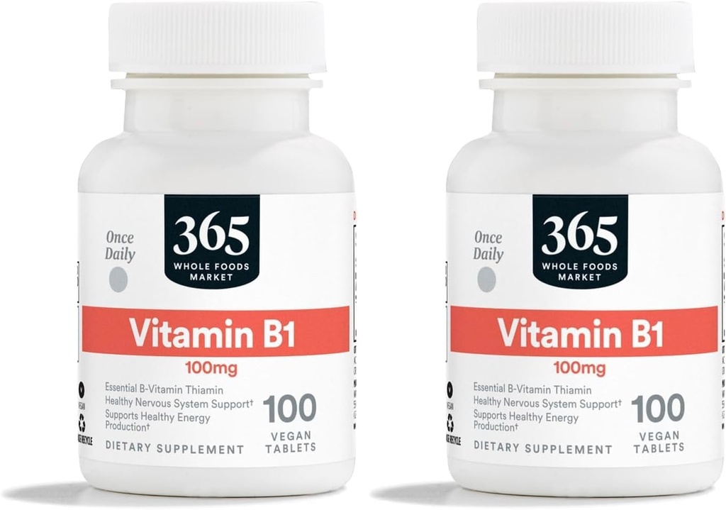365 by Whole Foods Market, Vitamina B1 100Mg, 100 Tablets (Pack of 2)