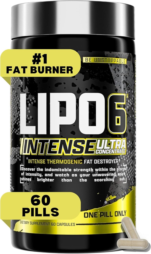 Nutrex Research Lipo6 Black Intense Ultra Concentrate Thermogenic Belly Fat Burner for Men and Women | Diet Weight Loss Supplement and Appetite Suppressant | 60 Diet Pills