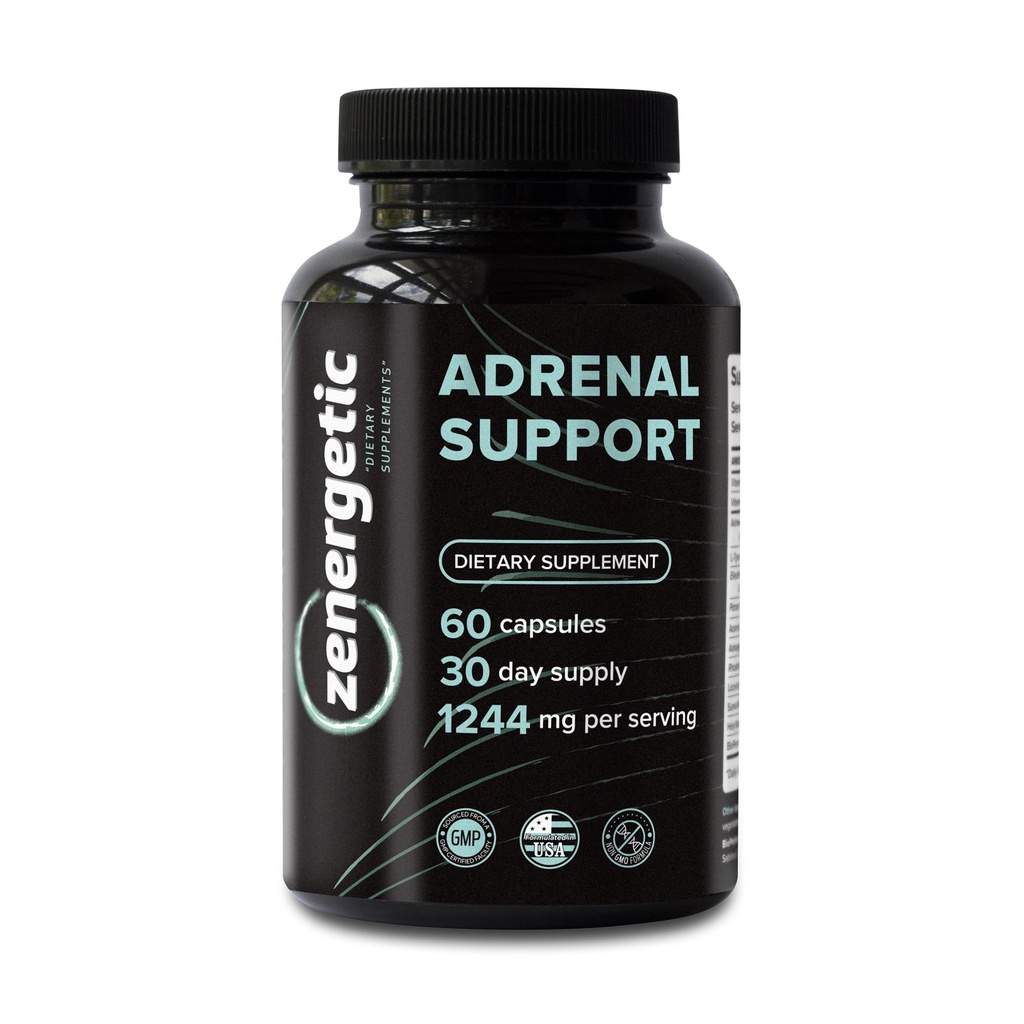 Complementos de Apoyo Adrenal  Cortisol Manager, Apoyo a la calma, Mood & Energy Support, con Ashwagandha, L-Tyrosine, Rhodiola Rosea & Holy Basil  60 Píldoras No GMO