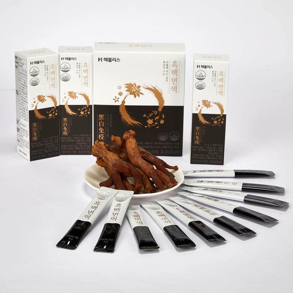 [HEBLIS] Coreano Ginseng Negro y White Platycodon, Asiática Panax Ginseng Extracto, Suplementos de Energía, Apoyo Inmunitario, Ginseng Honey Sticks