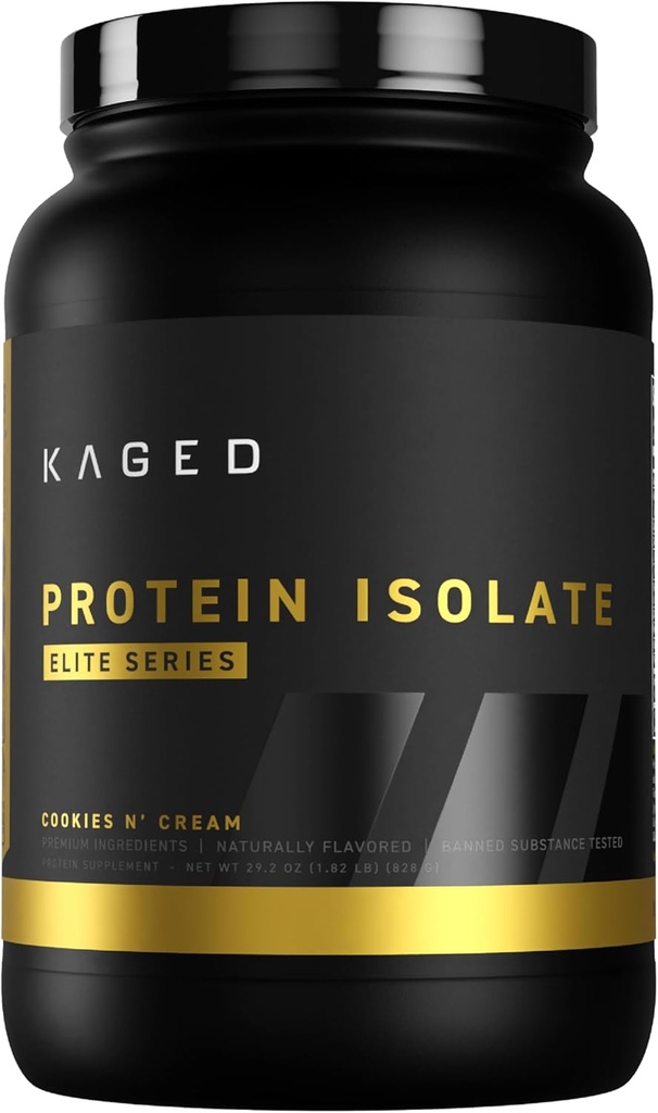 Kaged Whey Protein Isolate Elite Powder | Cookies & Cream | Whey, Casein, & Milk Protein Blend | Post Workout Recovery Drink | Supports Muscle Building | Supplements for Men & Women | 2 lbs
