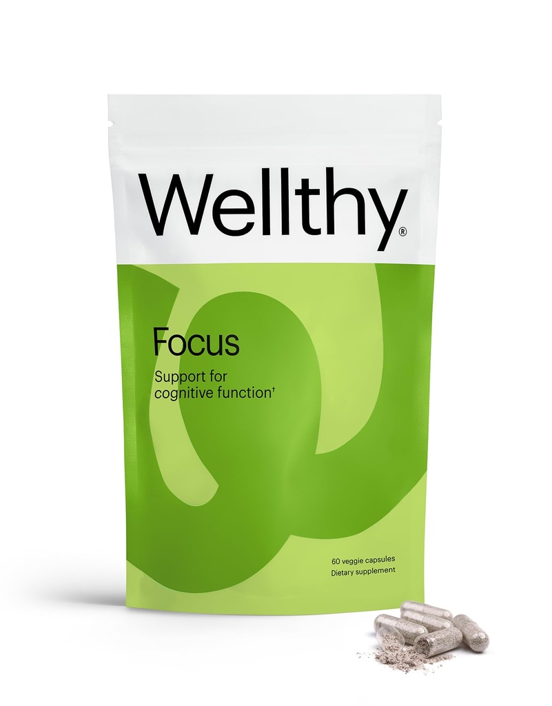 Función cognitiva de Focus Wellthy, Focus y Suplemento de memoria para memoria, creatividad y motivación (30 días)