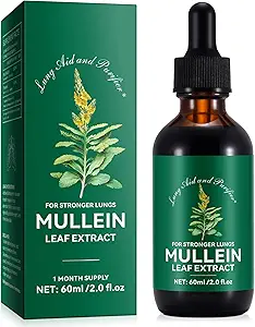Mullein Drops for Lungs, Mullein Leaf Extract with Chlorophyll,Mullein Leaf Extract for Lung Cleanse and Respiratory Support
