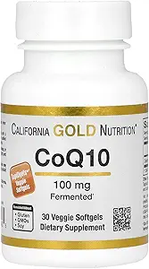 California Gold Nutrition CoQ10 100 mg, Coenzyme Q10 Ubiquinone USP, Supports Mitocondrial Function*, 30 Veggie Softgels