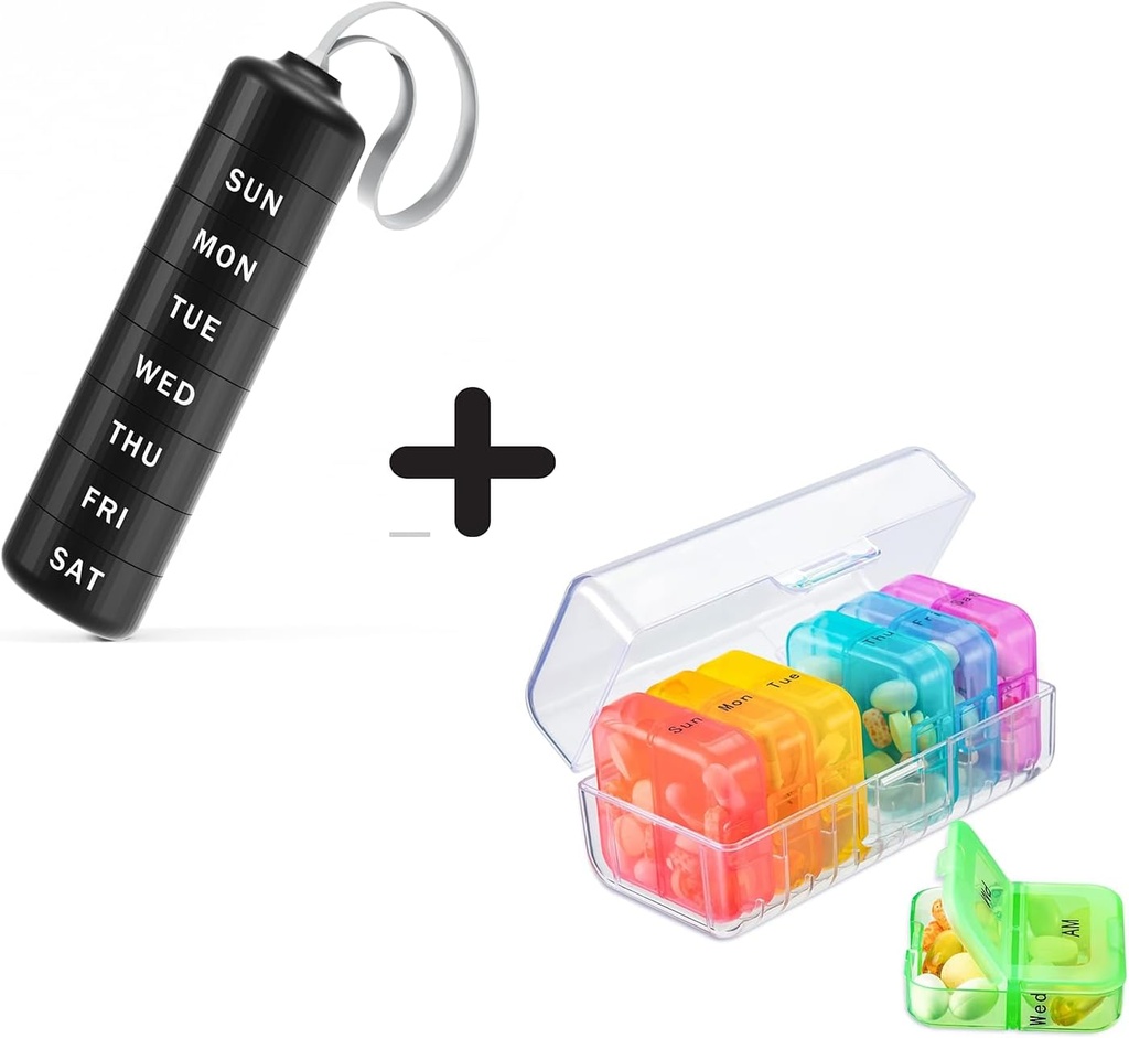 Zoksi Travel Pill Organizer, Daily Supplement Organizer Holder, Portable Vitamin Case with 7 Detachable Large Compartment, Weekly Pill Box 7 Day for Outside, Office, Home (Black)