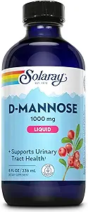 SOLARAY D-Mannose 1000 mg Fórmula Líquida con CranActin Extracto de Arándano - D Mannose Suplemento de Arándano con Vitamina C - Apoyo a la Salud de la Tracto Urinario - Garantía de 60 días, 16 Servir, 8 FL OZ