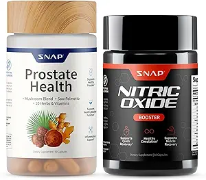 Snap Supplements Prostate Health & Nitric Oxide Supplement Bundle for Men, 90 + 60 Vegetarian Capsules (1 Month Supply)