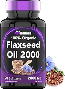 tnvitaminas Orgánica Flaxseed Oil Softgels: 2000 mg - 90 Softgels TEN High in Omega-3 Fatty Acids ← Flaxseed Oil Supplement for Women &amp; Hombres