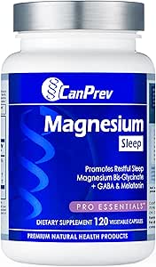 CanPrev Magnesium Bisglycinate Chelated + GABA & Melatonin, 120 Veg Caps, 120-Day Supply, Support Restful Night, Muscle Function, Promote Relaxation & Balanced Sleep-Wake Cycle, Vegan, No GMO & Gluten