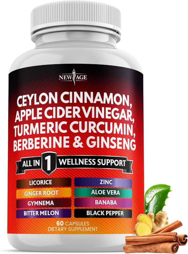 Ceylon Cinnamon, Turmeric, Apple Sider Vinegar, Ginseng, Aloe Vera, Berberine Plus Banaba, Ginger Root - 60 Conde